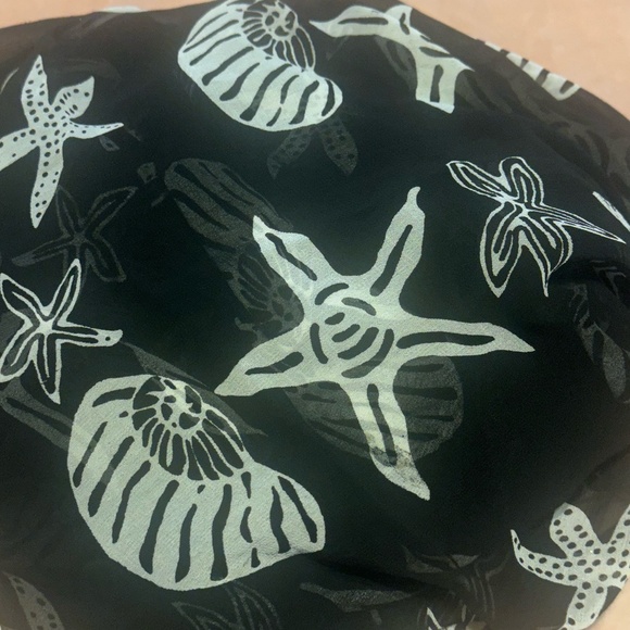 Beach Shells Black and White Sarong Swim Scarf Wrap - Picture 9 of 10